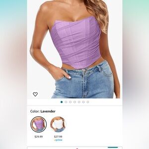 Women's Strapless Boned Mesh Open Back Bustier Zip Up Corset Crop 6-8